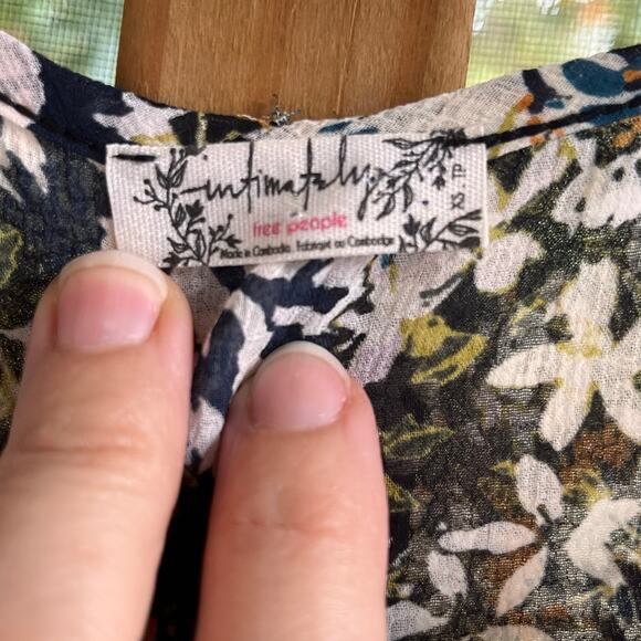 Free People Intimately Say It To Me Floral Print Bodysuit Black Combo Size XS - Picture 11 of 13